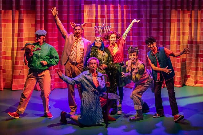 From the Chanukah pantomime performance in London, “Red Riding Hood and the Big Bad Pig.” Photo by Jane Hobson.