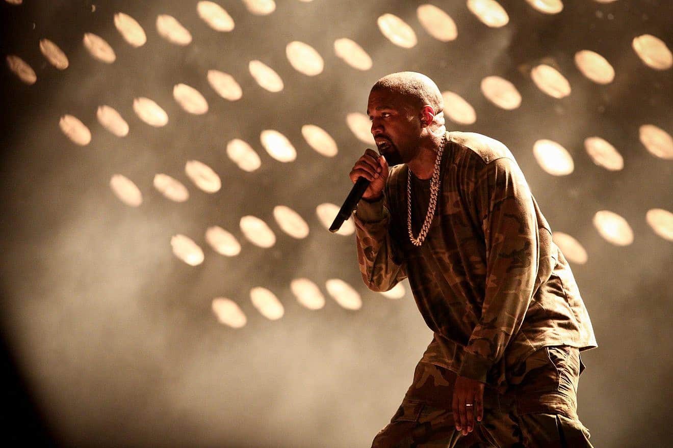 Kanye (“Ye”) West performs at the Ramat Gan stadium near Tel Aviv on Sept. 30, 2015. Photo by Flash90.