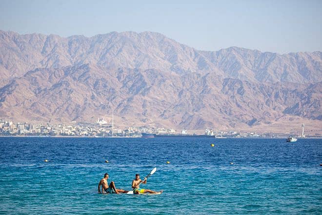 The Red Sea and the southern Israeli city of Eilat, Nov. 6, 2020. Photo by Yossi Aloni/Flash90.