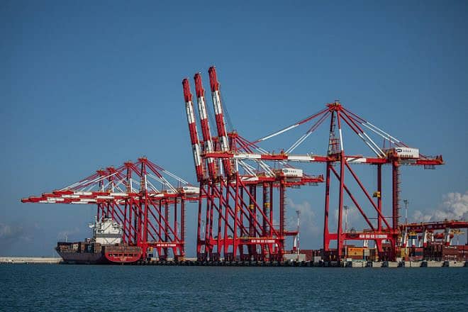 View of the port in the northern Israeli city of Haifa, March 9, 2023. Photo by Shir Torem/Flash90.