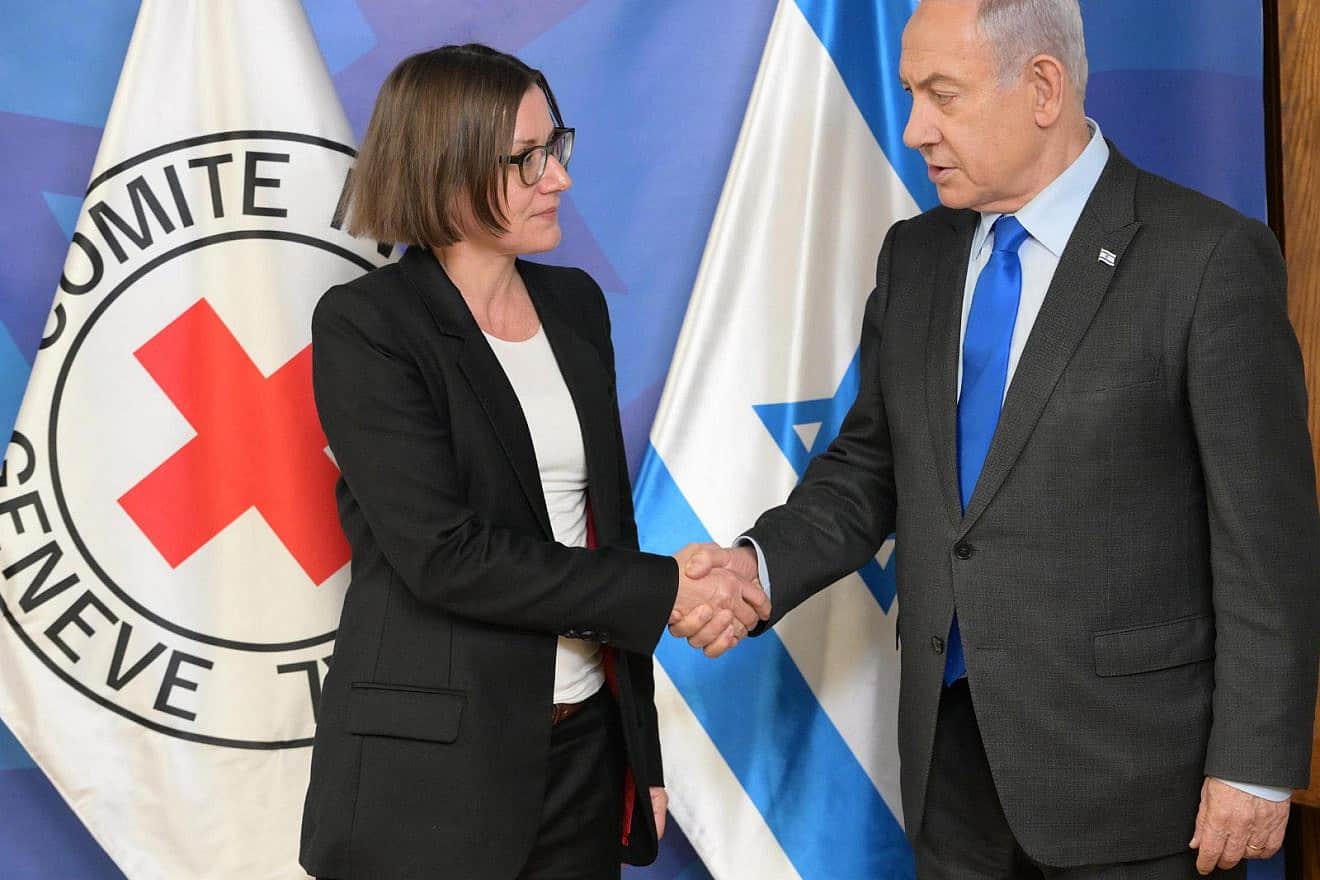 Israeli Prime Minister Benjamin Netanyahu meets in Tel Aviv with International Committee of the Red Cross president Mirjana Spoljaric, Dec. 14, 2023. Photo by Haim Zach/GPO.