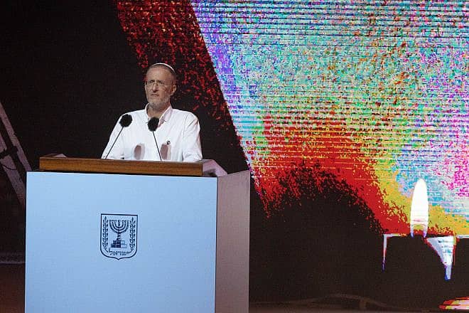 Leo Dee at the 75th anniversary Independence Day ceremony, held at Mount Herzl, Jerusalem on April 25, 2023. Photo by Yonatan Sindel/Flash90.