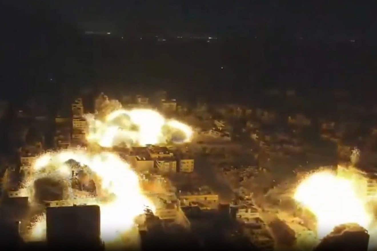 Israeli forces demolish a network of tunnels under and around Rantisi Hospital in Gaza City, Dec. 27, 2023. Credit: Screenshot via IDF Spokesperson.