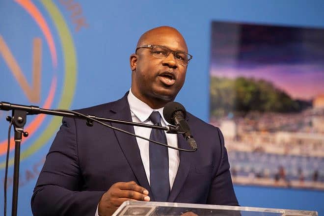 Rep. Jamaal Bowman (D-N.Y.) speaks during a Martin Luther King Jr. Day event in Harlem in New York City on Jan. 17, 2022. Ron Adar/Shutterstock.
