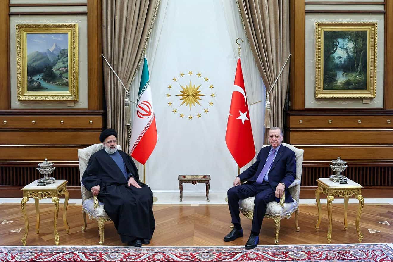 Then-Iranian President Ebrahim Raisi and Turkish President Recep Tayyip Erdoğan at the Presidential Complex in Ankara, Jan. 24, 2024. Credit: IRNA.