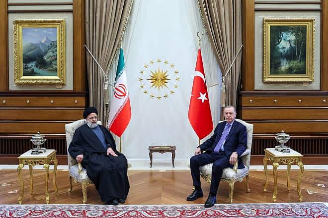 Then-Iranian President Ebrahim Raisi and Turkish President Recep Tayyip Erdoğan at the Presidential Complex in Ankara, Jan. 24, 2024. Credit: IRNA.