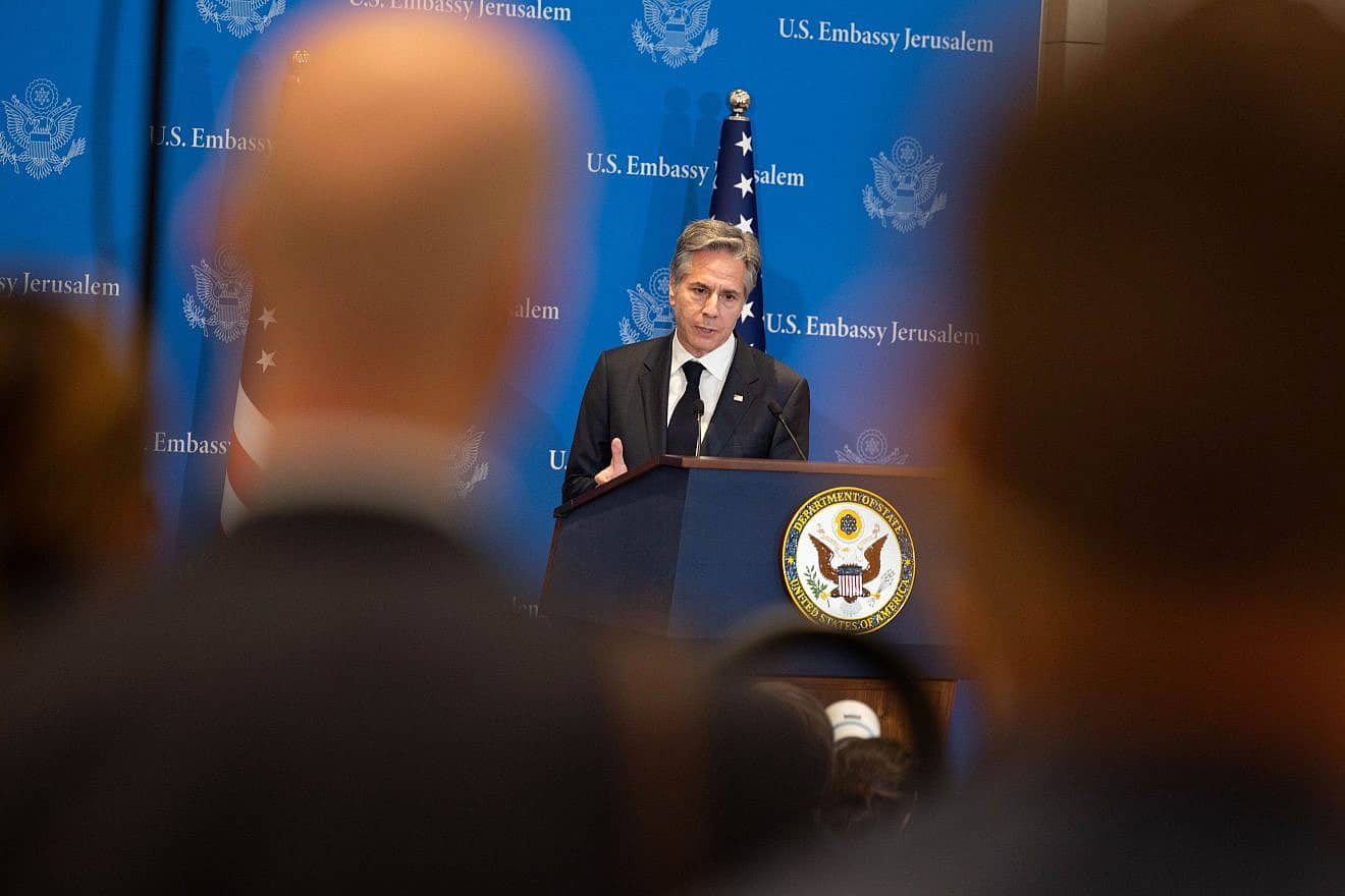 U.S. Secretary of State Antony Blinken holds a press conference in Tel Aviv on Jan. 9. 2024. Credit: Chuck Kennedy/U.S. State Department.