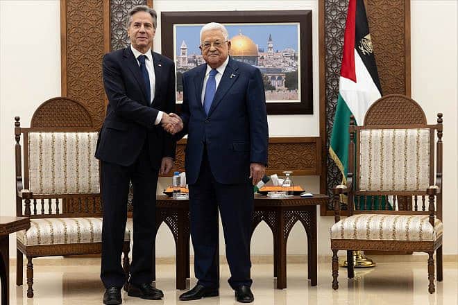 Secretary of State Antony Blinken meets with Palestinian Authority leader Mahmoud Abbas in Ramallah on Jan. 10, 2024. Photo by Chuck Kennedy/U.S. State Department.