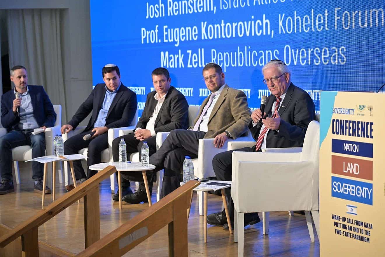 Members of a panel  session titled “Wake-Up Call From Gaza,” at the “Nation, Land Sovereignty” conference held on Jan. 11, 2024. Photo by Meir Elipur/Sovereignty Movement.