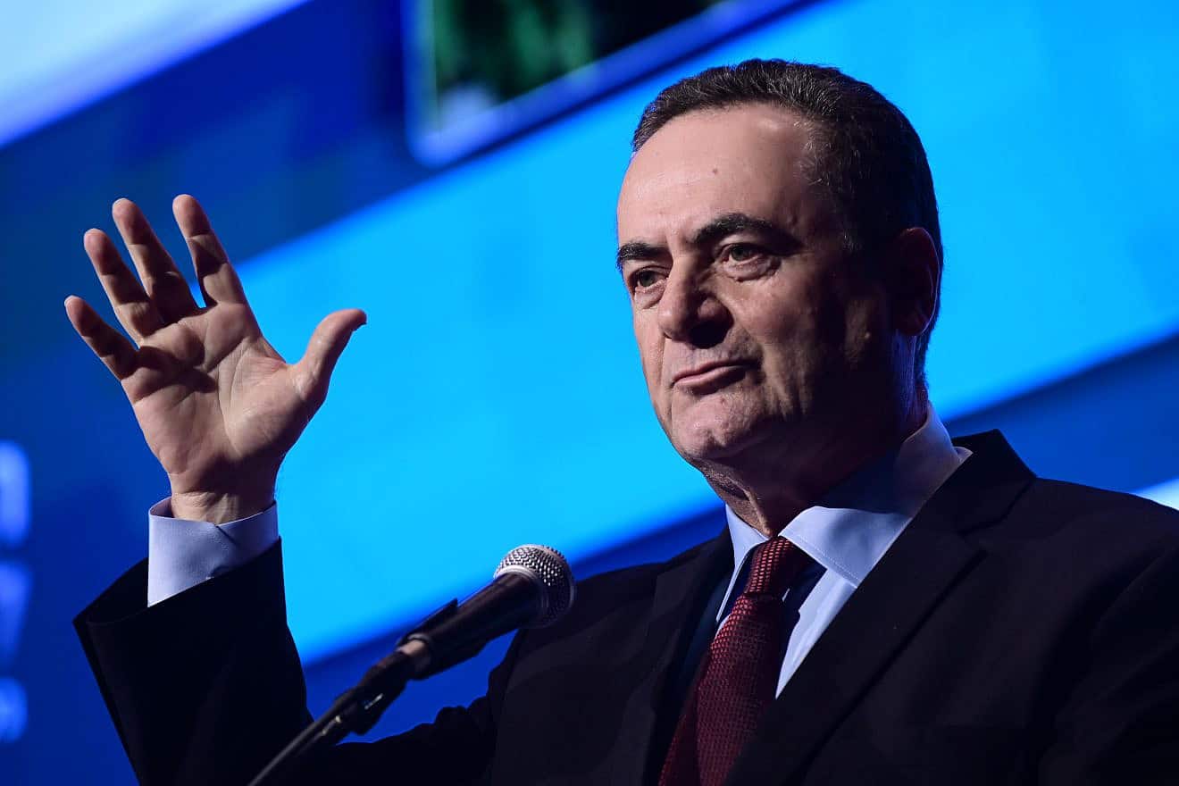 Then-Energy Minister Israel Katz attends a conference in Tel Aviv, March 13, 2023. Photo by Tomer Neuberg/Flash90.
