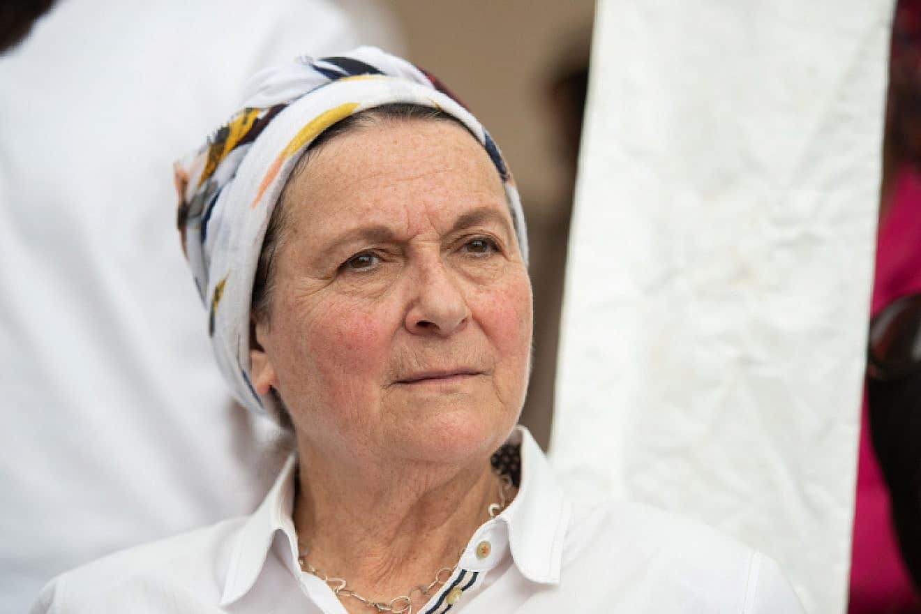 Zionist activist Daniella Weiss takes part in a march to the Evyatar outpost in Samaria, April 10, 2023. Photo by Sraya Diamant/Flash90.