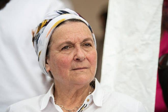 Zionist activist Daniella Weiss takes part in a march to the Evyatar outpost in Samaria, April 10, 2023. Photo by Sraya Diamant/Flash90.
