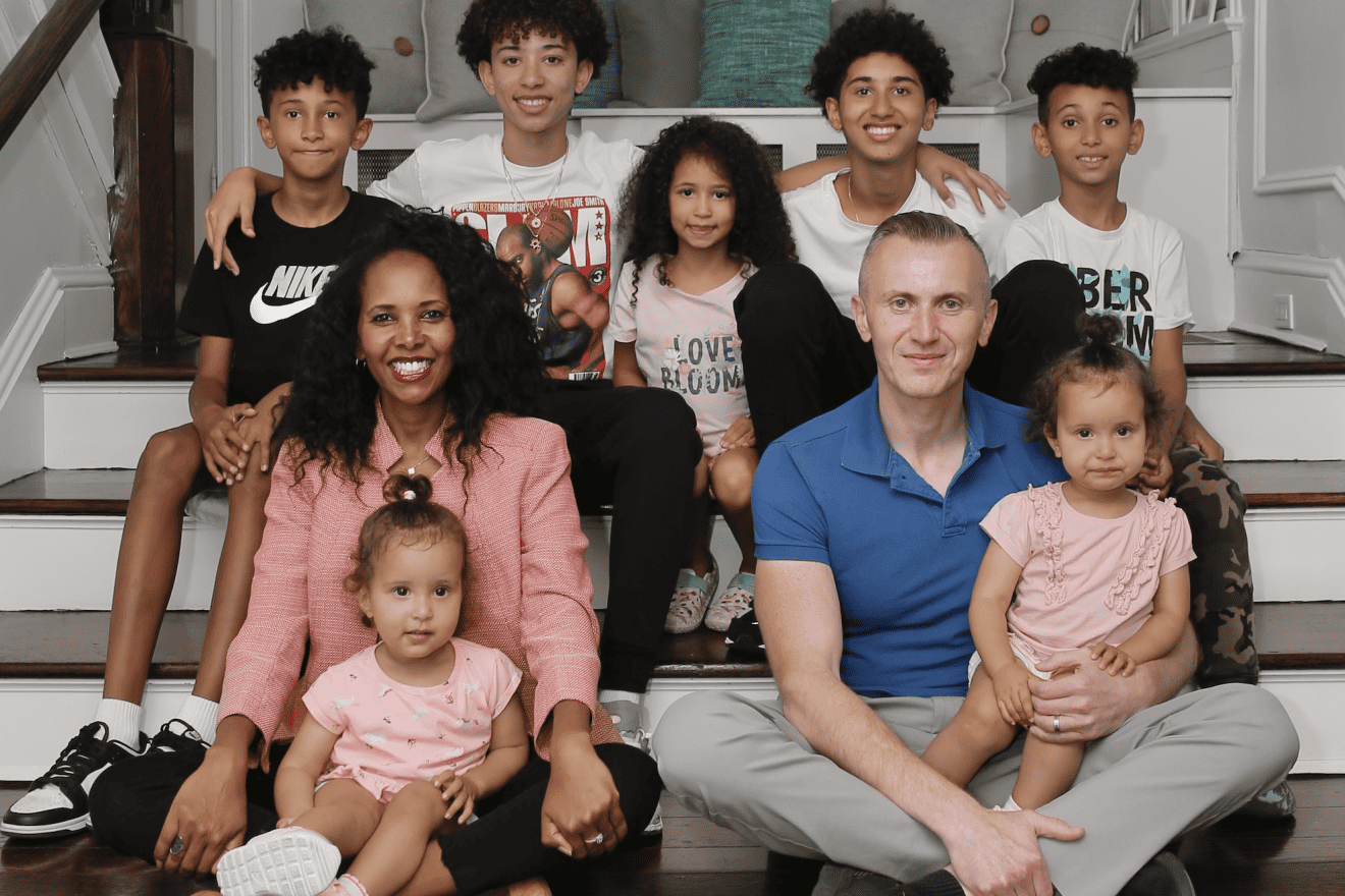 Mazi Pilip, her husband, Adalbert Pilip, and their seven children. Credit: Official website of Mazi Melesa Pilip for Congress.