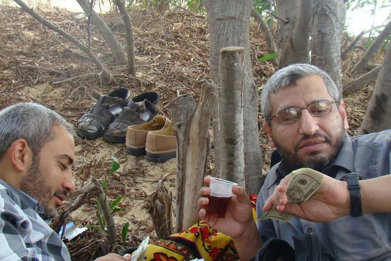 A photo of Hamas terrorist Mohammed Deif (right) found on a laptop during Gaza operations and released by the IDF, Jan. 7, 2024. Credit: IDF.