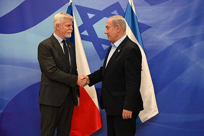 Israeli Prime Minister Benjamin Netanyahu hosts Czech President Petr Pavel in Jerusalem, Jan. 15, 2024. Photo by Haim Zach/GPO.