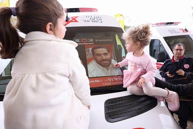 Just months after 14 Magen David Adom ambulances were destroyed during Hamas's Oct. 7 terrorist attacks, replacement vehicles donated by Samaritan’s Purse were dedicated in a ceremony in Jerusalem, Jan. 23, 2024. Credit: Eastside Studio.