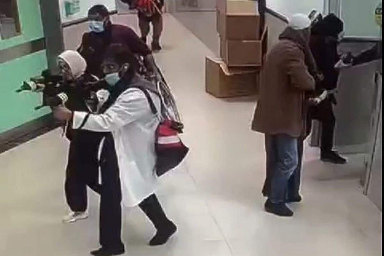 Israeli forces eliminated three members of a Hamas terror cell in the Ibn Sina hospital in Jenin in Samaria, Jan. 30, 2024. (Screenshot).