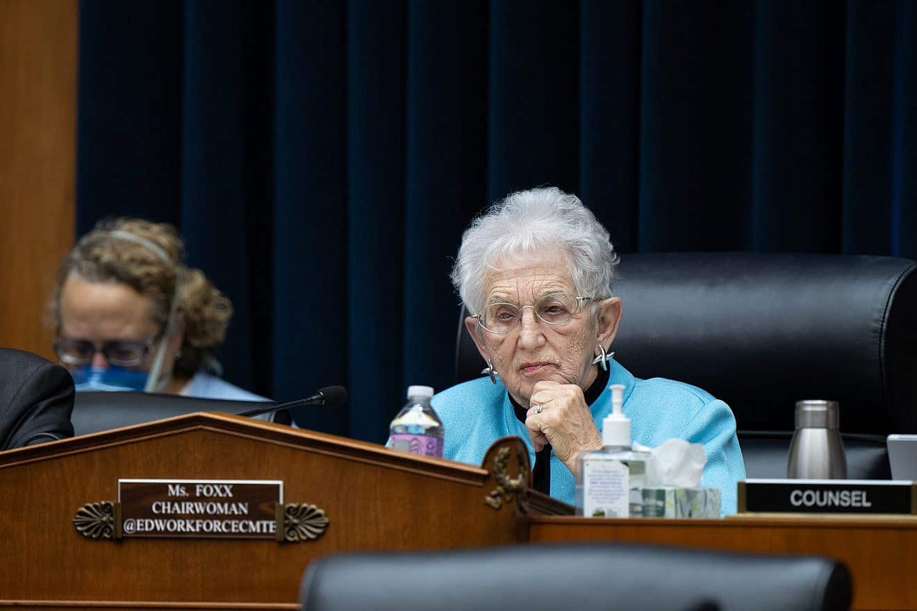 Rep. Virginia Foxx (R-N.C.), chair of the House Committee on Education and the Workforce, during a hearing about antisemitism on campus with the presidents of Harvard, Penn and the Massachusetts Institute of Technology on Dec. 5, 2023. Credit: House Committee on Education and the Workforce.