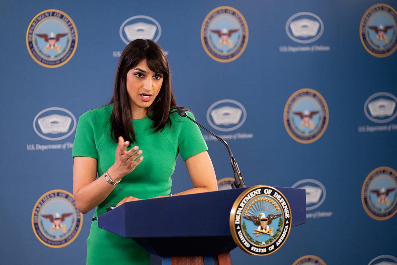 Sabrina Singh, deputy Pentagon press secretary, at a press briefing at the Defense Department in Washington, D.C. on May 4, 2023. Credit: Joseph Clark/U.S. Department of Defense.