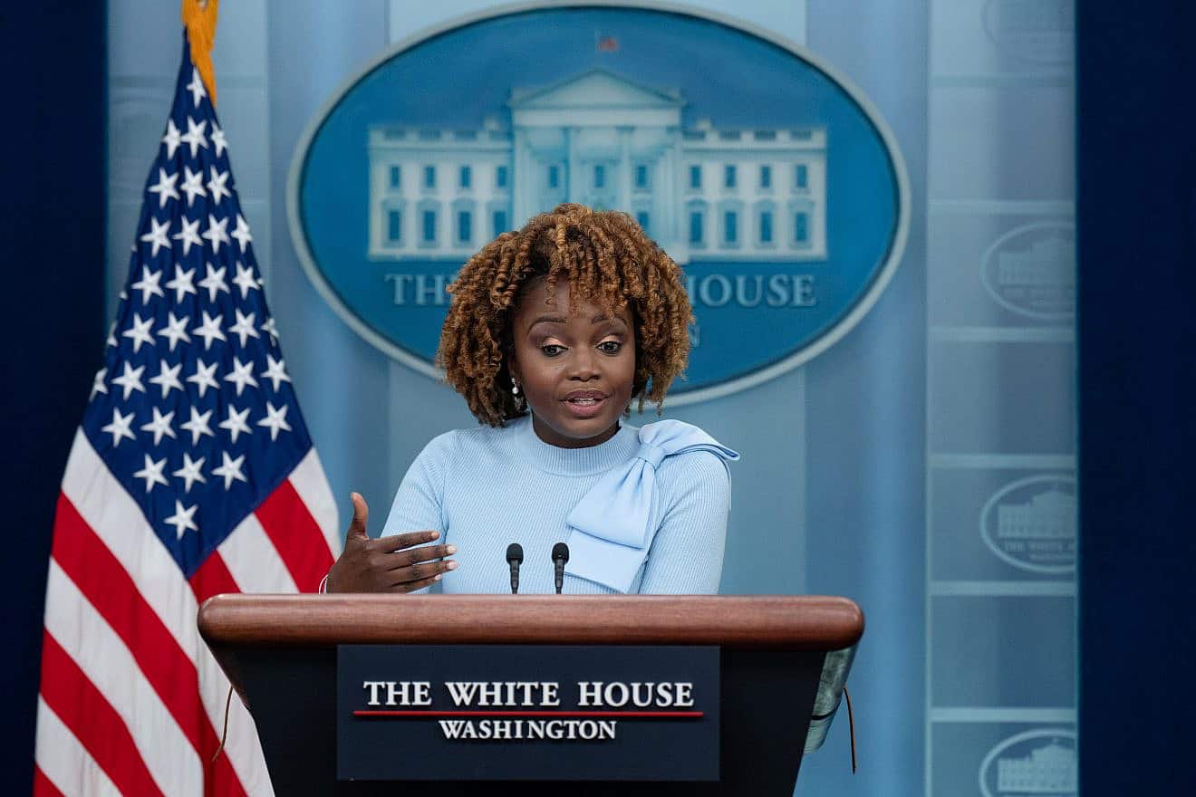 Karine Jean-Pierre, the White House press secretary, holds a press briefing on Oct. 11, 2023. Credit: Oliver Contreras/White House.