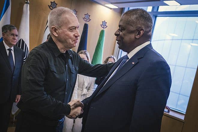 U.S. Secretary of Defense Lloyd Austin meets with Israeli Minister of Defense Yoav Gallant in Tel Aviv on Dec. 18, 2023. Credit: Chad McNeeley/U.S. Department of Defense.