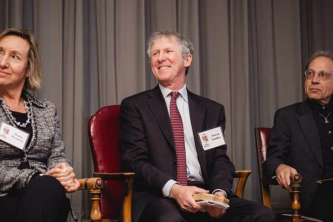 Aaron Lansky, founder of the Yiddish Book Center in Amherst, Mass., at the Sammy Awards in 2016. Credit: Oliver Scott via Wikimedia Commons.