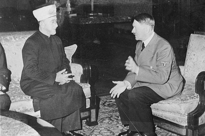 Mufti of Jerusalem Amin al-Husseini and Adolf Hitler, 1941. Credit: German Federal Archives (Deutsches Bundesarchiv) via Wikimedia Commons.
