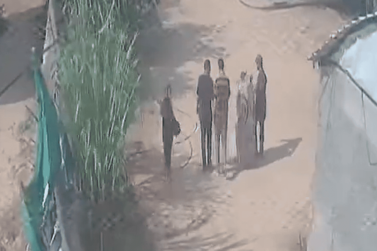 A screenshot of a video showing Shiri, Ariel and Kfir Bibas in Gaza, just after they were taken hostage by Hamas on Oct. 7. Feb. 19, 2024. Credit: IDF.