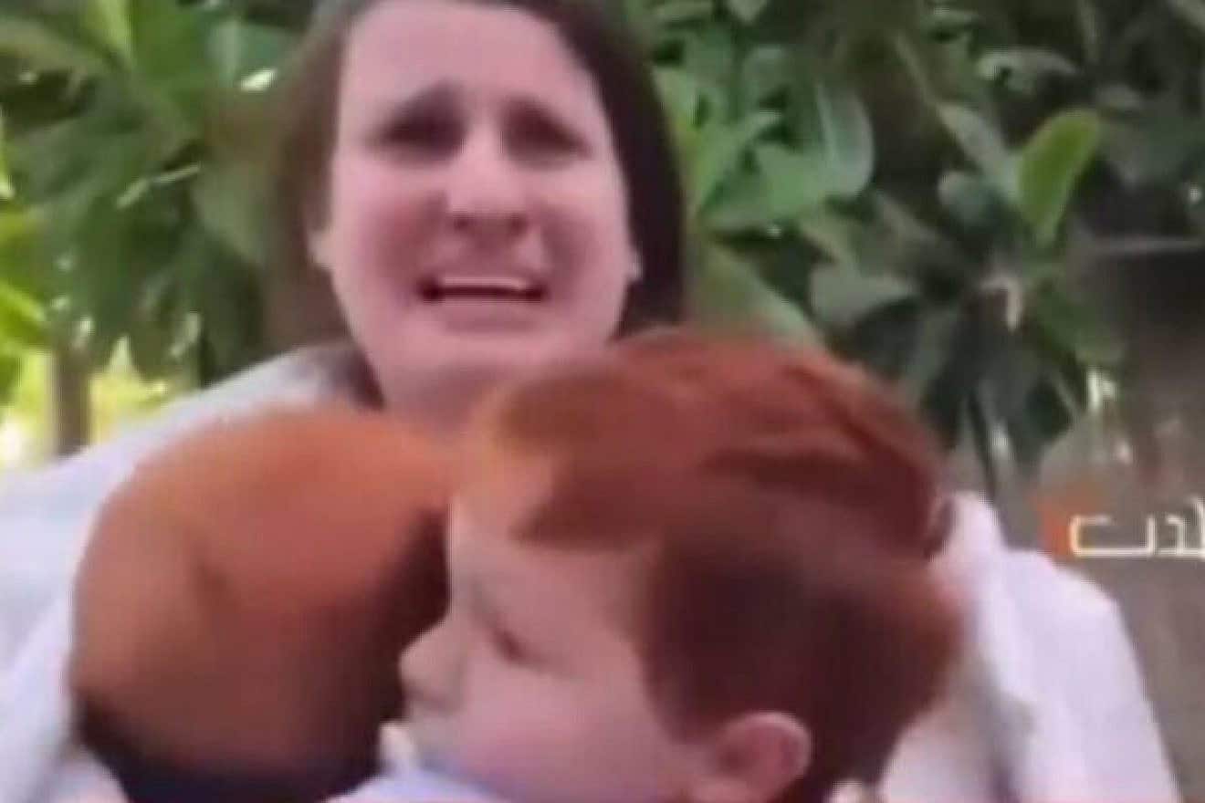 Shiri Bibas and her sons Ariel, 4, and baby, Kfir, were abducted from Kibbutz Nir Oz in southern Israel by Hamas terrorists on Oct. 7, 2023. Source: Screenshot.