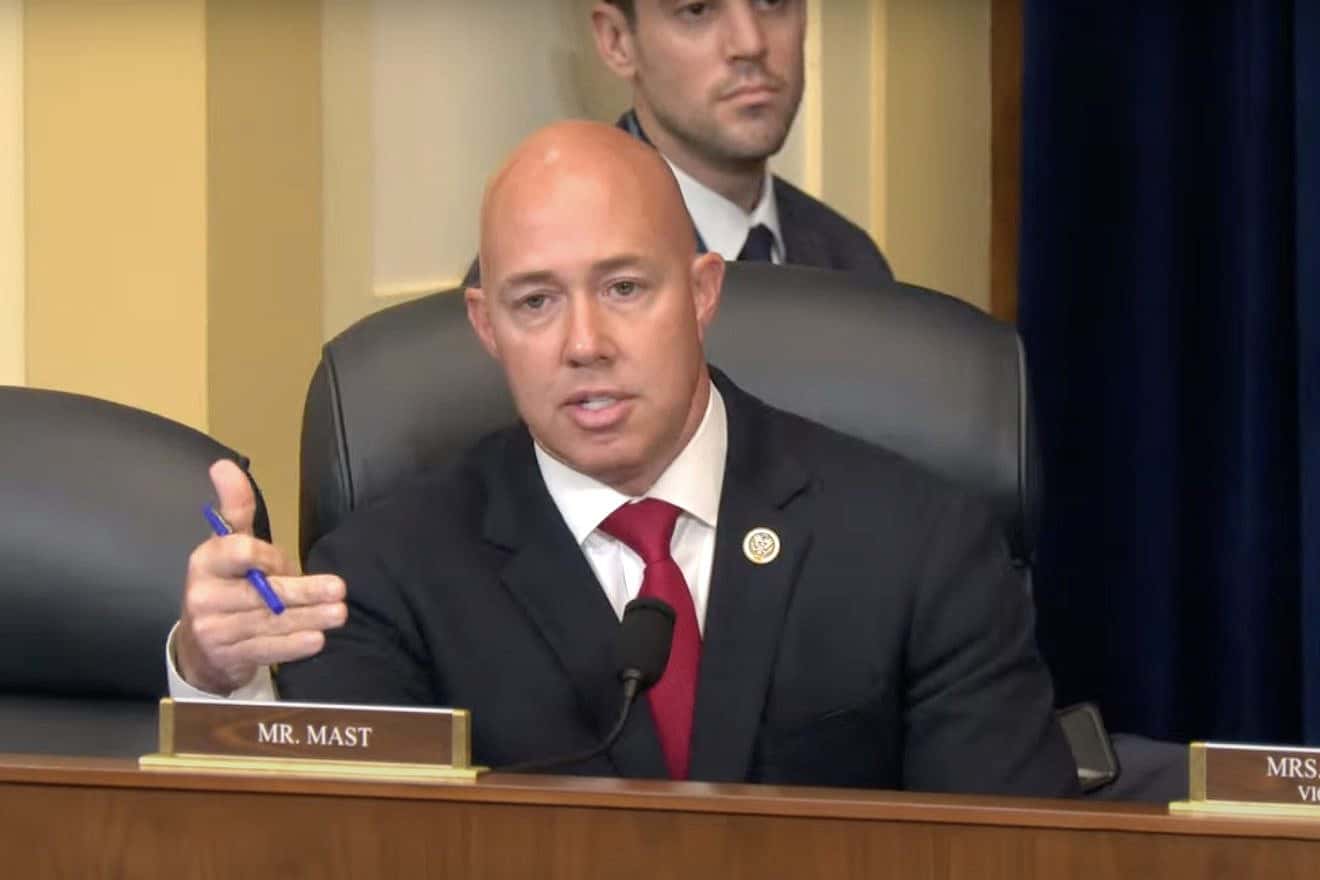 Rep. Brian Mast (R-Fla.) during a House Foreign Affairs Committee hearing on Feb. 14, 2024. Source: YouTube/House Foreign Affairs Committee Republicans.
