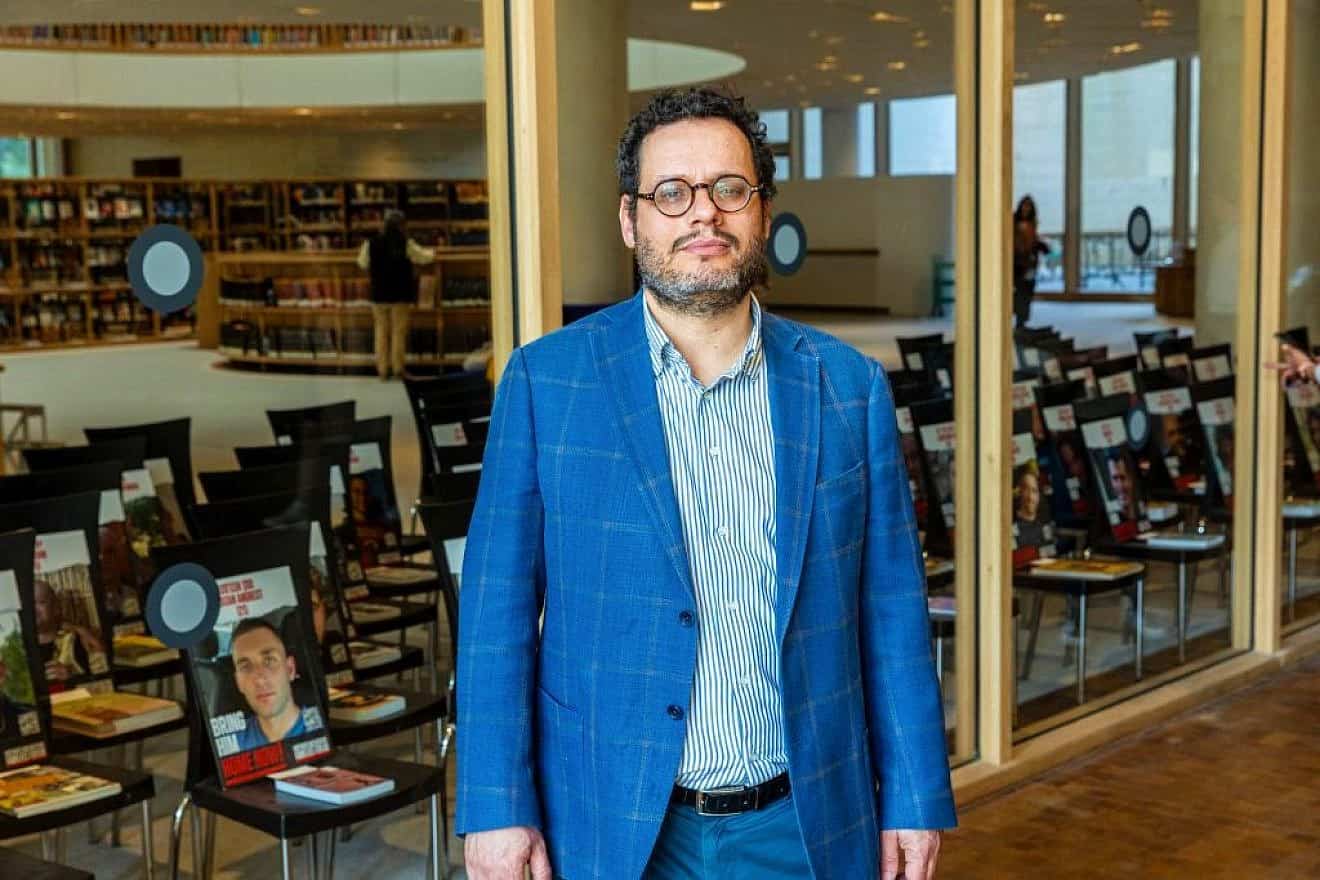 Dr. Chaim Neria, a curator at the National Library of Israel, is archiving material associated with Hamas's Oct. 7 attack. Photo by Elad Zagman/TPS.