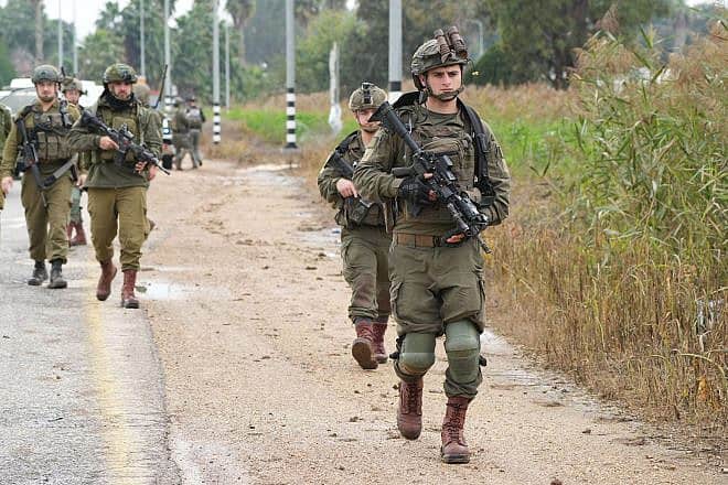 Israeli security forces at the site where two drones entered Israel from Lebanon crashed in an open area near Kfar Blum in northern Israel, Jan. 25, 2024. Photo by Ayal Margolin/Flash90.
