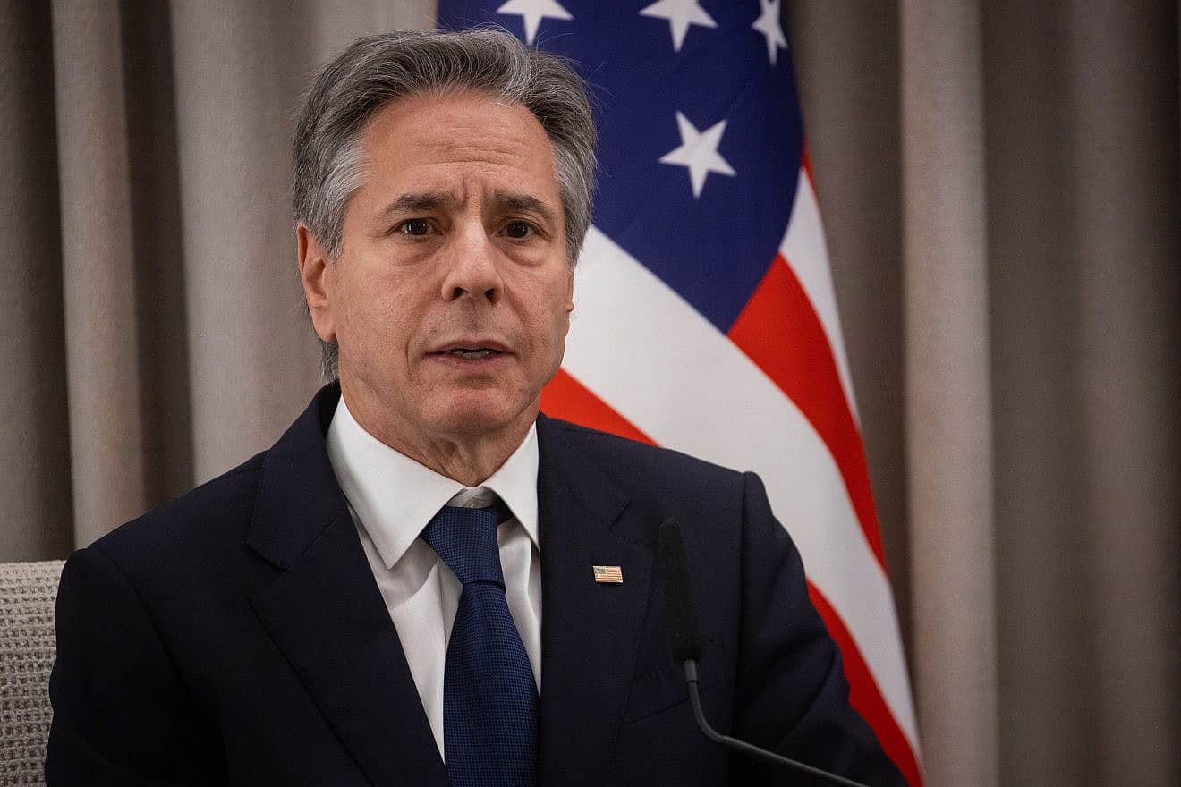 U.S. Secretary of State Antony Blinken at the Israeli President's Residence in Jerusalem, Feb. 7, 2024. Photo by Oren Ben Hakoon/POOL.