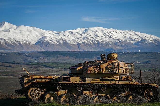 A view of the Israeli and Syrian Hermon mountain range, along the Golan Heights, on Feb. 8, 2024. Photo by Michael Giladi/Flash90.