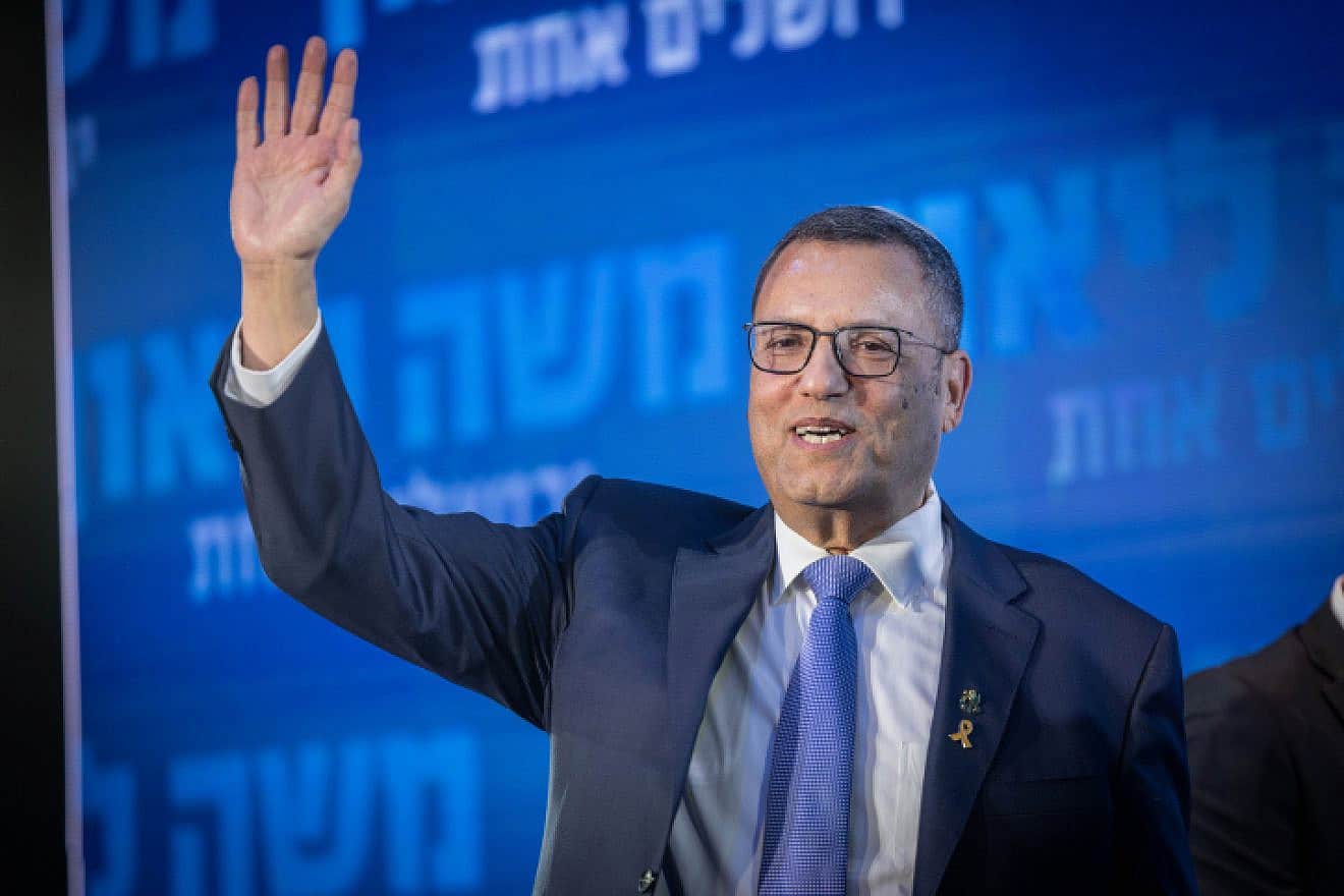 Jerusalem's reelected Mayor Moshe Leon speaks to the media after the results of the municipal elections were published, in Jerusalem, on Feb. 28, 2024. Photo by Chaim Goldberg/Flash90.