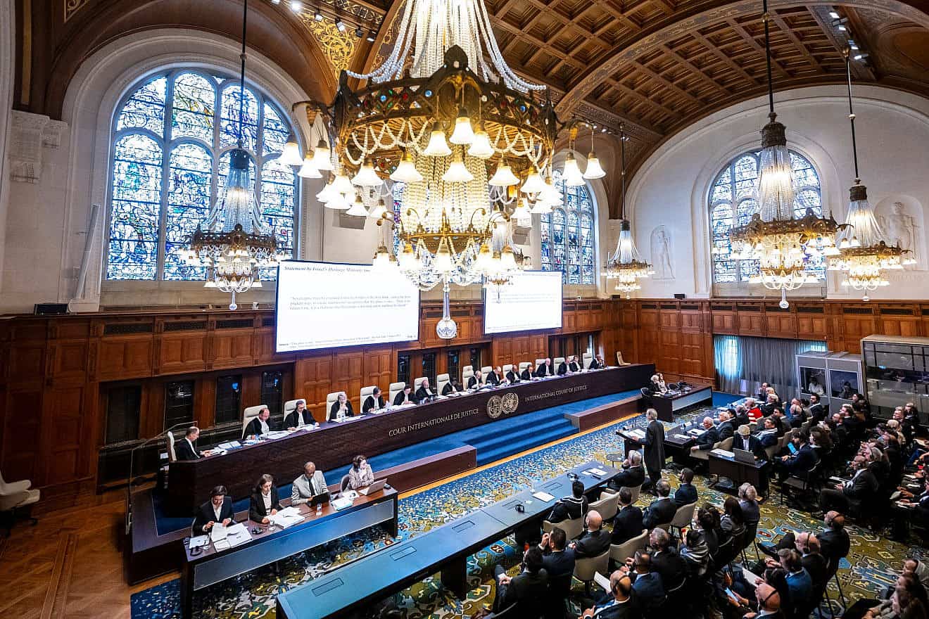 The opening day of public hearings on Israel's "ongoing occupation" of Judea, Samaria and eastern Jerusalem at the International Court of justice at The Hague, Netherlands, Feb. 19 2024. Source: X.