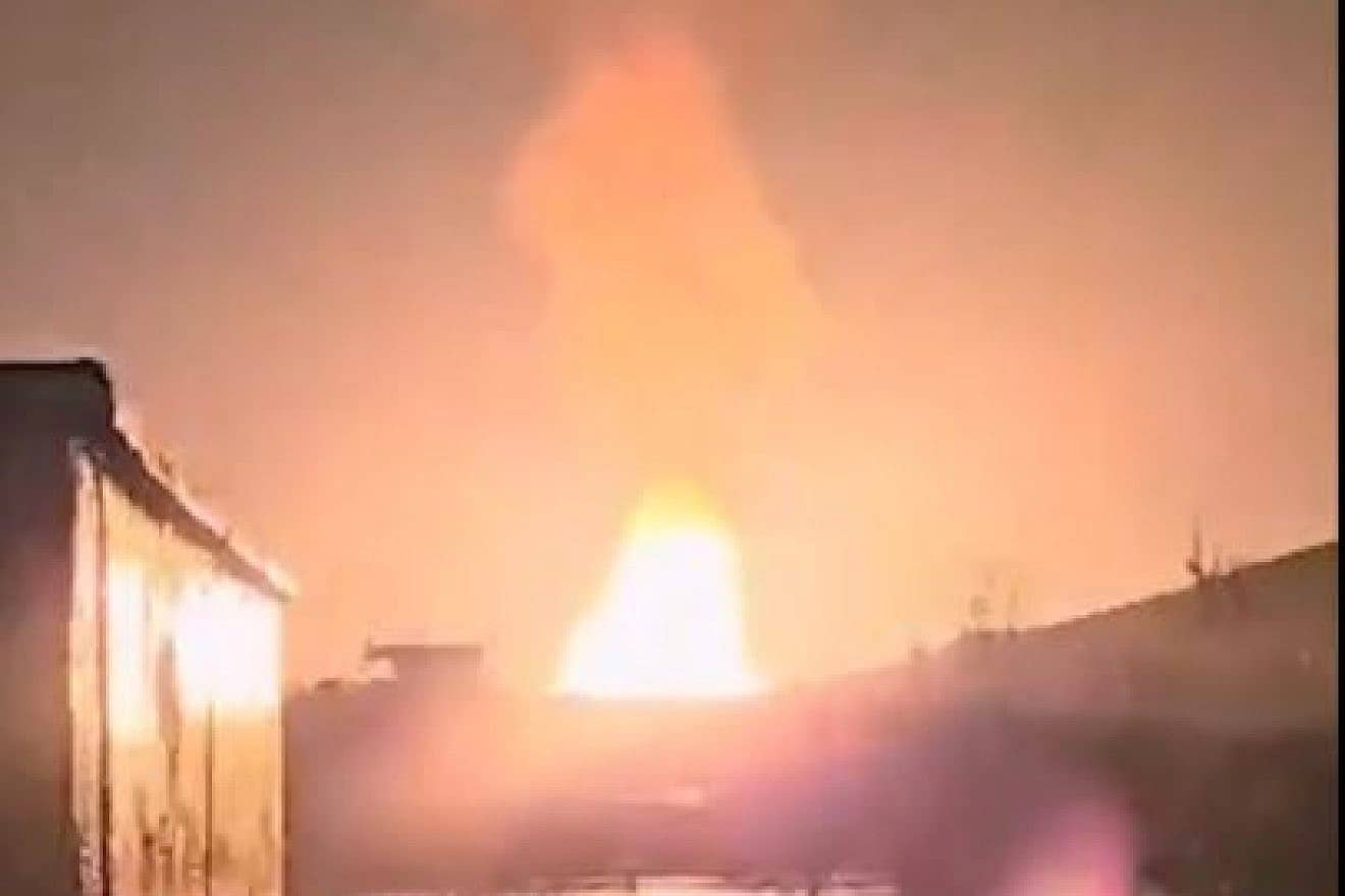 Explosions rocked a gas pipeline in Iran on Feb. 14, 2024. Source: Screenshot.