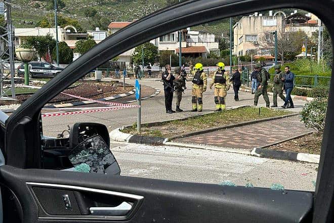 Two Israelis were wounded by a Hezbollah rocket in Kiryat Shmona, close to the border with Lebanon, Feb. 13, 2024. Photo by Erez Ben Simon/TPS.