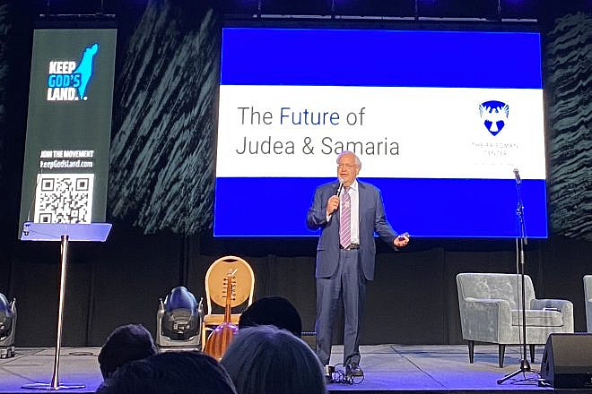 David Friedman, former U.S. ambassador to Israel, speaks at the National Religious Broadcasters convention in Nashville, Tenn., on Feb. 22, 2024. Photo by Larry Brook.