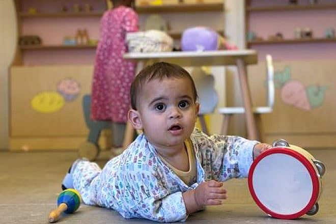 A toddler plays at Laniado Hospital's brand new playroom. Credit: Courtesy.