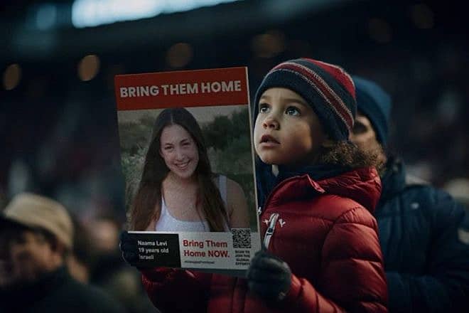 Screenshot from an Israeli video ad on the hostages held by Hamas in Gaza. Credit: Israeli Diaspora Ministry and National Information Service.