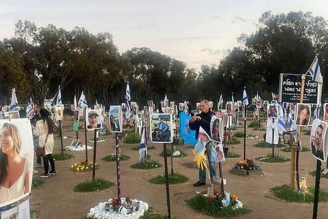 The South African solidarity mission visits the scene of the Nova music festival massacre, Feb. 19, 2024. Credit: SAZF/X.