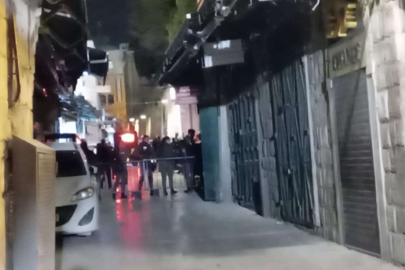 The scene of a stabbing attack at the entrance of Jerusalem's Old City, Feb. 11, 2024. Photo by Oz Faber/TPS