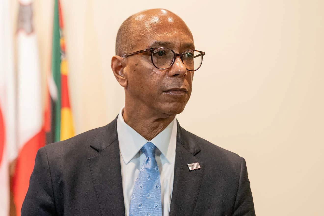 Robert Wood, the U.S. deputy ambassador to the United Nations, during a press conference at United Nations headquarters in New York on Nov. 6, 2023. Credit: Lev Radin/Shutterstock.