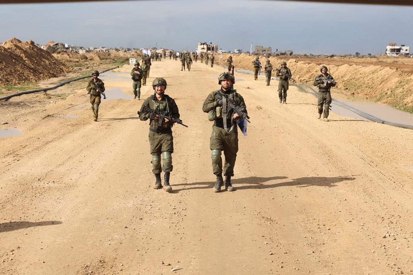 IDF soldiers leave the Gaza Strip in the Beit Hanun area as part of a rotation of forces, Jan. 30, 2024. Credit: TPS.
