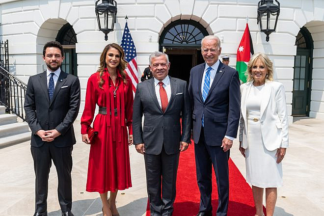 U.S. President Joe Biden and First Lady Jill Biden with King Abdullah II, Queen Rania and Crown Prince Al Hussein Bin Abdullah II of Jordan at the White House on July 19, 2021. Credit: Adam Schultz/White House.