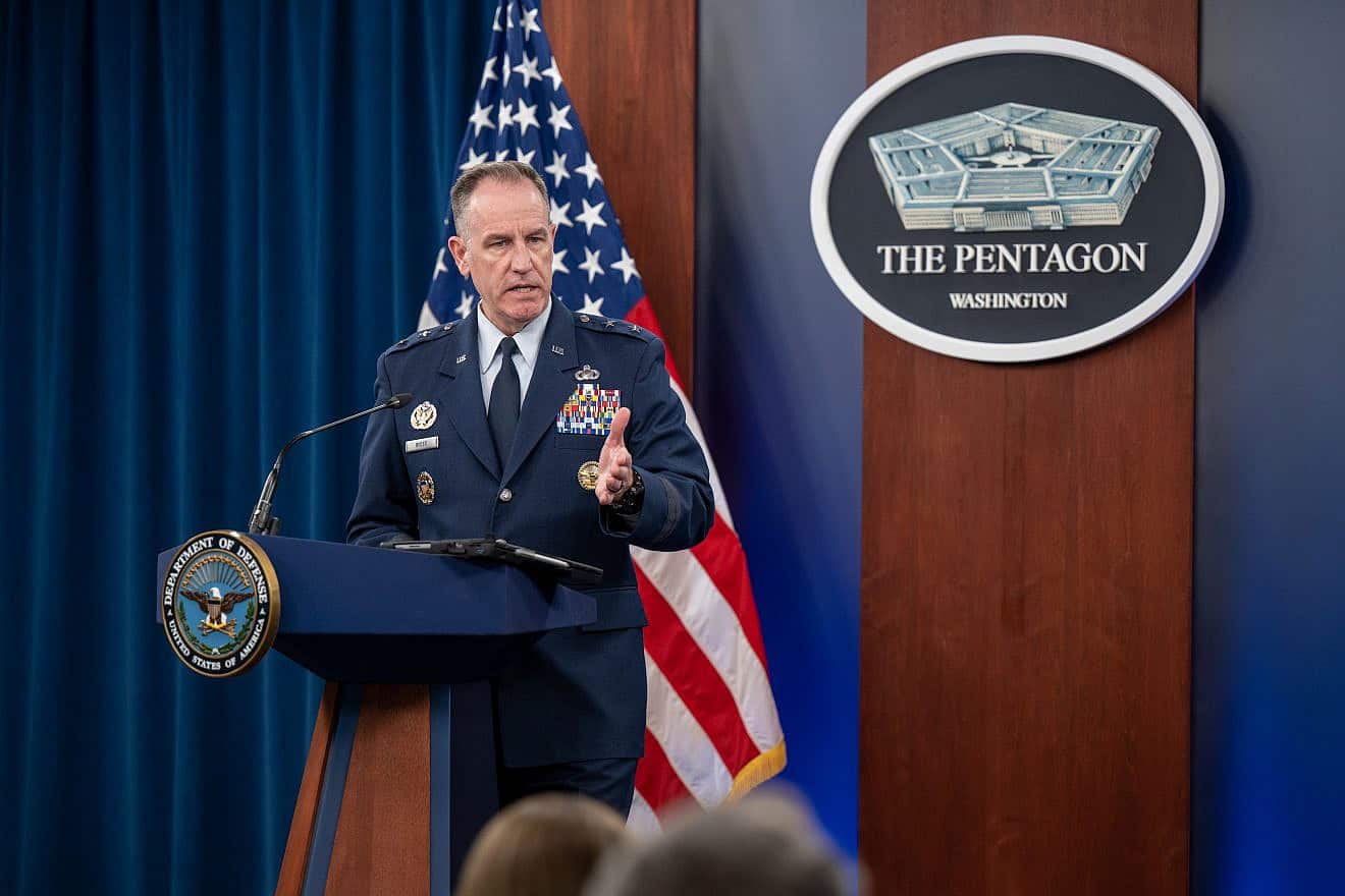 Pentagon Press Secretary U.S. Air Force Maj. Gen. Pat Ryder conducts a press briefing at the Pentagon on March 8, 2024. Credit: Joseph Clark/U.S. Department of Defense.