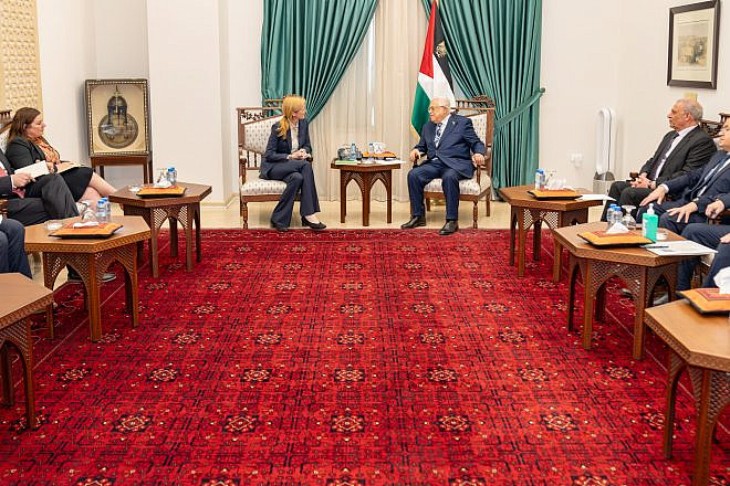 USAID Administrator Samantha Power met with Palestinian Authority President Mahmoud Abbas on Feb. 29, 2024. Credit: USAID.