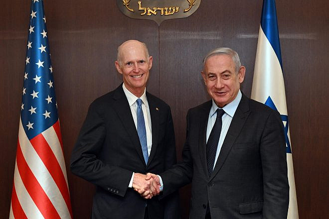 Israeli Prime Minister Benjamin Netanyahu meets with Sen. Rick Scott (R-Fla.) in Jerusalem on March 27, 2024. Credit: Haim Zach/GPO.