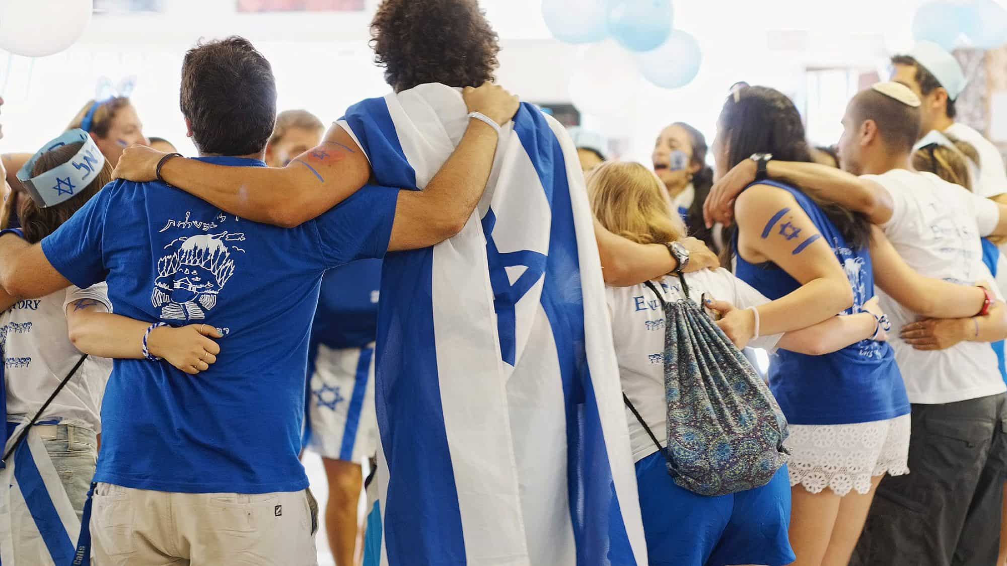 Celebrating Israel pride at Camp Ramah in the Poconos. Credit: Courtesy of the Foundation for Jewish Camp.